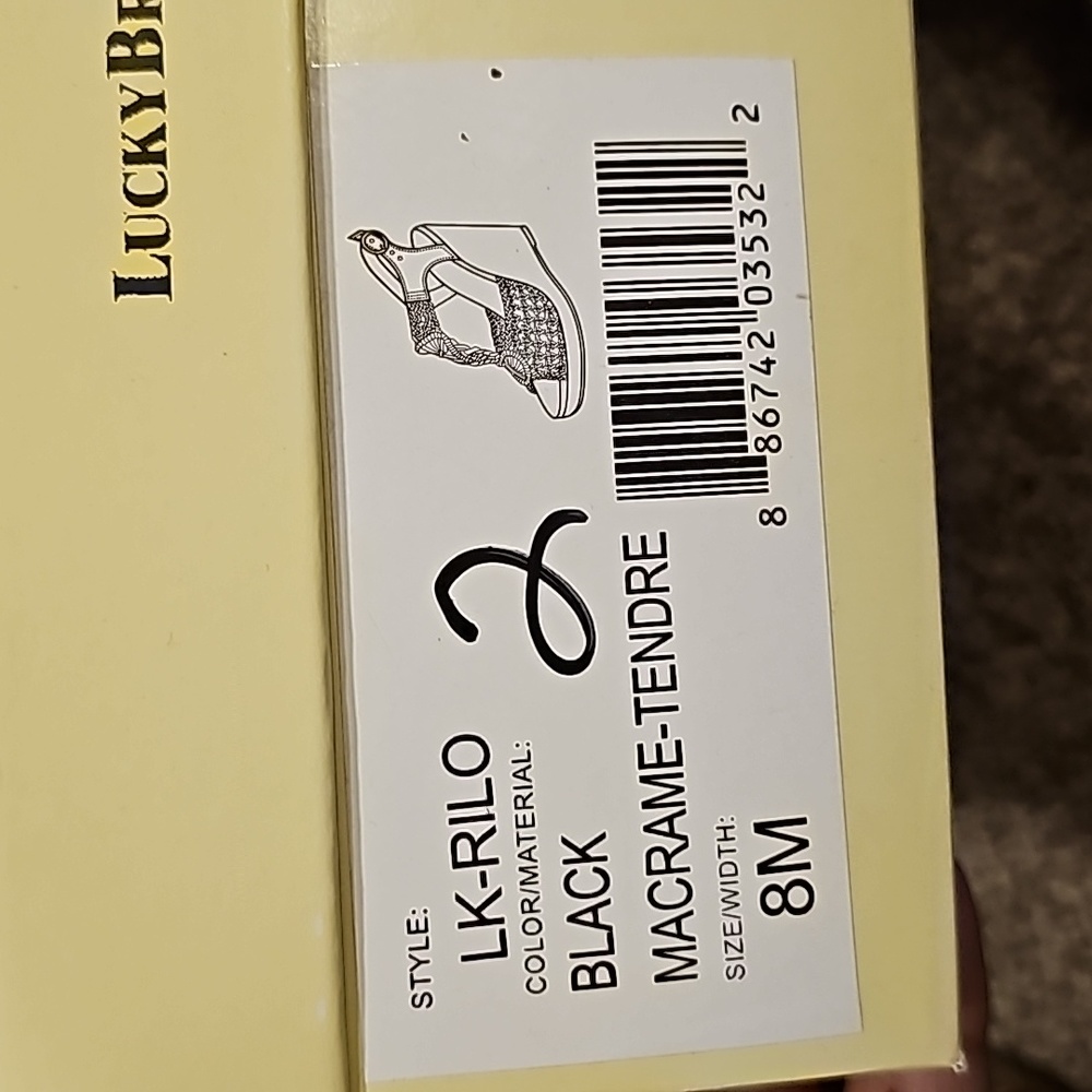 Lucky Brand Heels Womens 8 Rilo Macrame Crochet Platform Sandals BK Fabric. - Picture 10 of 12